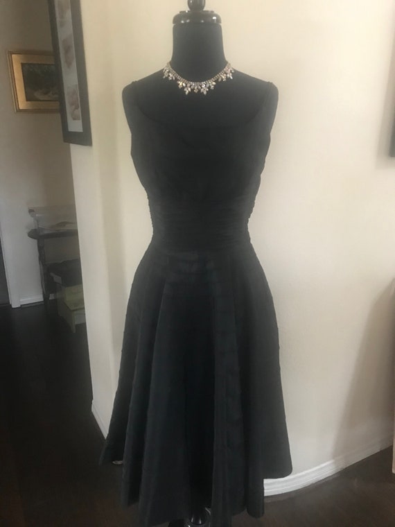 Gorgeous black Taffeta dress, with rows of pin-tu… - image 2