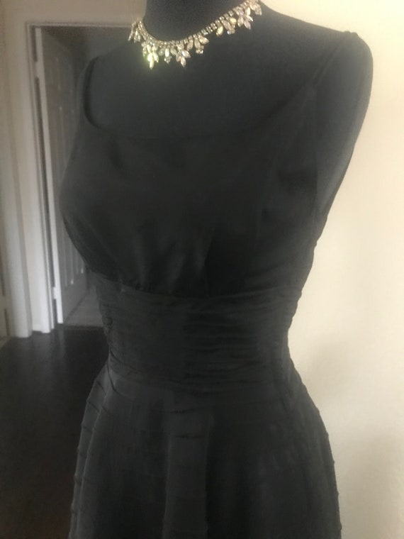 Gorgeous black Taffeta dress, with rows of pin-tu… - image 3