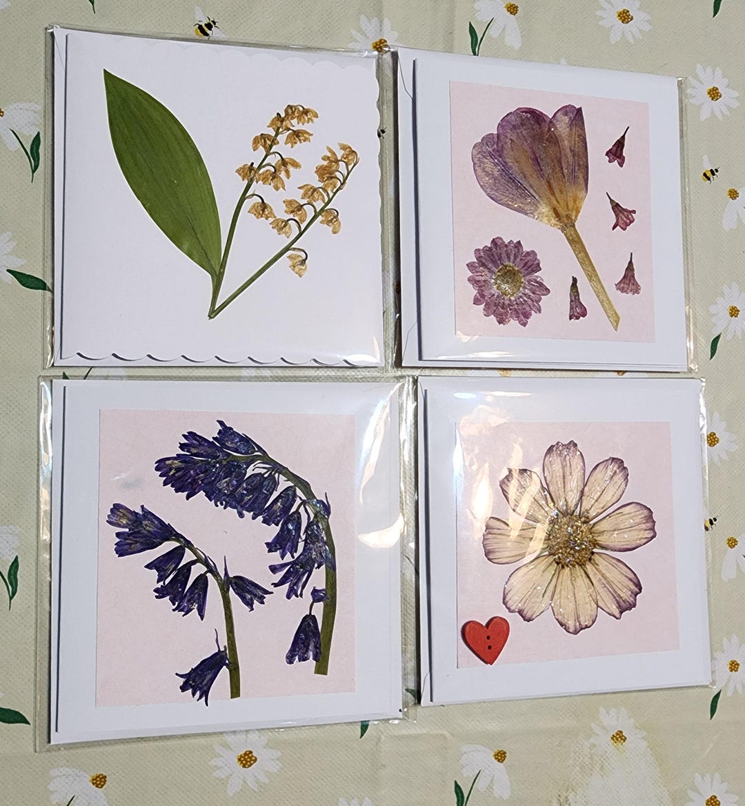 4 Handmade Pressed Flower Cards - Etsy