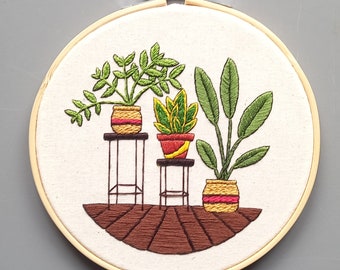 Trio of plants embroidery kits