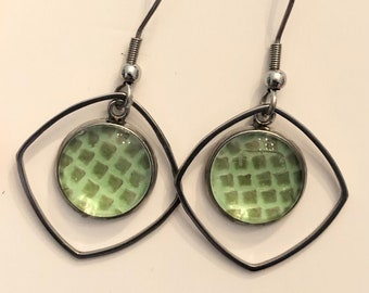 Matte Green Snakeskin Earrings