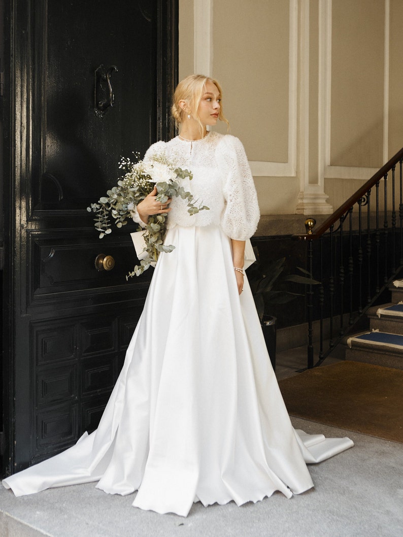 Romantic Pleated Ruffle Layered Oversized Bridal Cape with Tulle Puff Sleeves : The Ultimate Wedding Mesh Jacket and Evening Top Cover-Up image 5