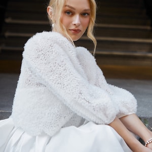 Romantic Pleated Ruffle Layered Oversized Bridal Cape with Tulle Puff Sleeves : The Ultimate Wedding Mesh Jacket and Evening Top Cover-Up image 4
