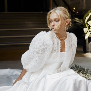 Romantic Pleated Ruffle Layered Oversized Bridal Cape with Tulle Puff Sleeves : The Ultimate Wedding Mesh Jacket and Evening Top Cover-Up image 9