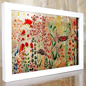 Apanhador de sol de vitral com flores silvestres 13x9 – pendurador de janela de prado colorido 3D