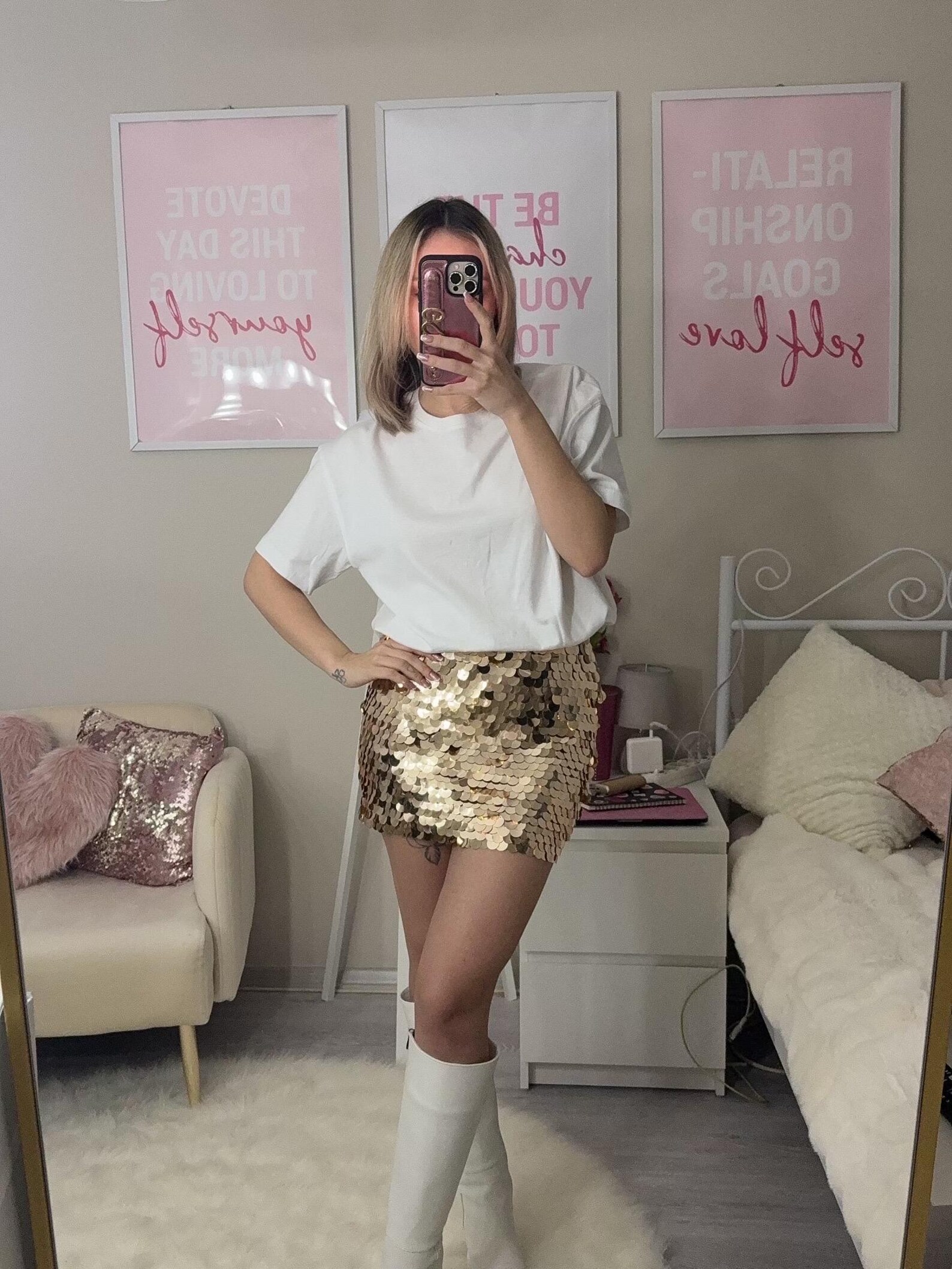 Vanessa 2pc sparkly skirt set - Gold main image 0