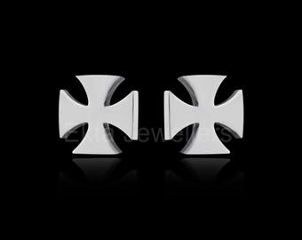 Pendientes de cruz de plata de ley 925 hechos a mano