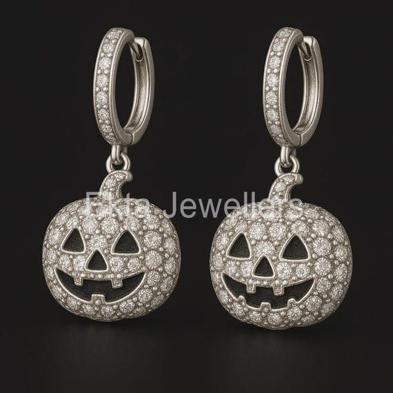 Orecchino a forma di zucca in argento sterling con chiusura a leva
