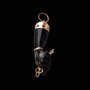 Handmade Black Onyx Gemstone Figa Hand In Sterling Silver