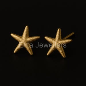 Gold Starfish Stud Earrings | 925 Sterling Silver Sea Earrings | Ocean-Inspired Jewelry | Dainty Starfish Studs | Beach Gift for Her