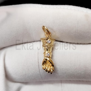 Handgemaakte 925 sterlingzilver met effen diamant Figa hand bedel hanger sieraden
