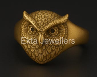 925 Sterling Silver Owl Ring: Handmade Wisdom Animal Jewelry