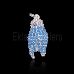 Handmade 925 Sterling Silver With Turquoise And Diamond Figa Hand Charm Pendant Jewelry