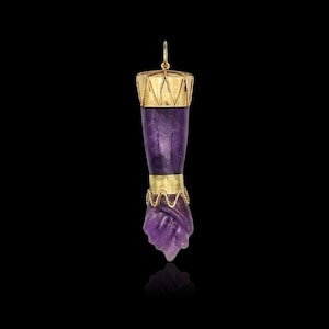 Handmade Amethyst Gemstone Figa Hand In 925 Sterling Silver