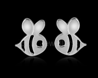 Handmade 925 Sterling Silver Fish Stud Earrings Jewelry