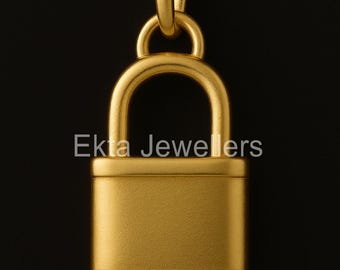 Gold Plated Sterling Silver Padlock Pendant: Minimalist Love Symbol