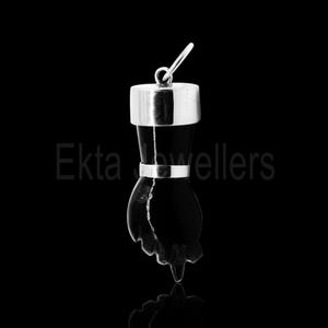 Handmade 925 Sterling Silver With Black Onyx Figa Hand Charm Pendant Jewelry