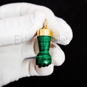 Handgemaakte 925 sterlingzilver met malachiet Figa hand bedel hanger sieraden