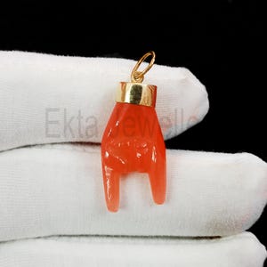 Handmade 925 Sterling Silver With Carnelian Yoo Sign Figa Hand Charm Pendant Jewelry