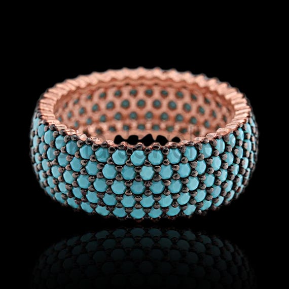 Anello A Fascia In Argento Sterling 925 Fatto A Mano Con Pietra Preziosa Turchese - Italia - Foto 8