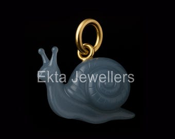 Gold-Plated Sterling Silver Snail Charm: Hand-Carved Whimsical Pendant