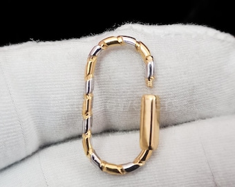 Handmade 925 Sterling Silber Two Tone Designer Karabiner Verschluss finden Schmuck
