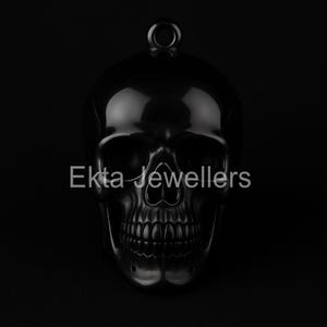 Black Skull Pendant | Gothic Skull Charm in 925 Sterling Silver | Dark Aesthetic Necklace | Punk Rock Jewelry Halloween Gift for Him or Her