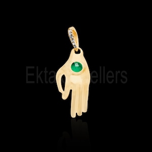 Handgemaakte 925 sterlingzilver met smaragdgroene Figa handbedel hanger sieraden