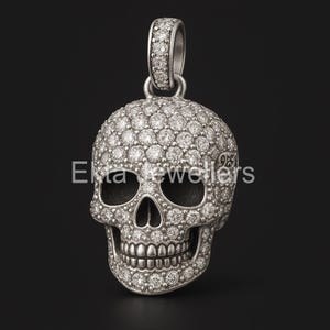 Iced Out CZ Skull Pendant: 925 Sterling Silver Gothic Jewelry