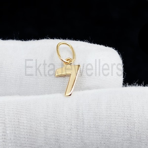 Handmade 14k Gold Numeric 7 Number Charm Pendant Jewelry