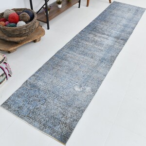 Vintage Turkmen Tribal Boho Ethnic Runner Rug, Handmade Turkish Hallway Carpet (2x12), Kitchen, Hallway Runner Rug
