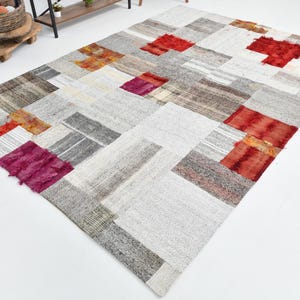 Oversize 7x10 Vintage Turkish Kilim Rug, Handmade Wool