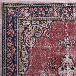 4x7 TURKISH VINTAGE RUG,4x7 Rug,Vintage Rug 4x7,Oushak Handmade Wool Rug,4x7 Vintage Rug,4x7 Turkish Rug, 4x7 Area Rug, 4x7 Faded Rug