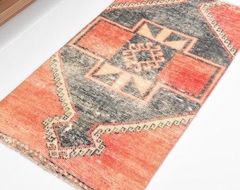2x4 Turkish Vintage Wool Rug, Handwoven Distressed 4.1x2.4 ft