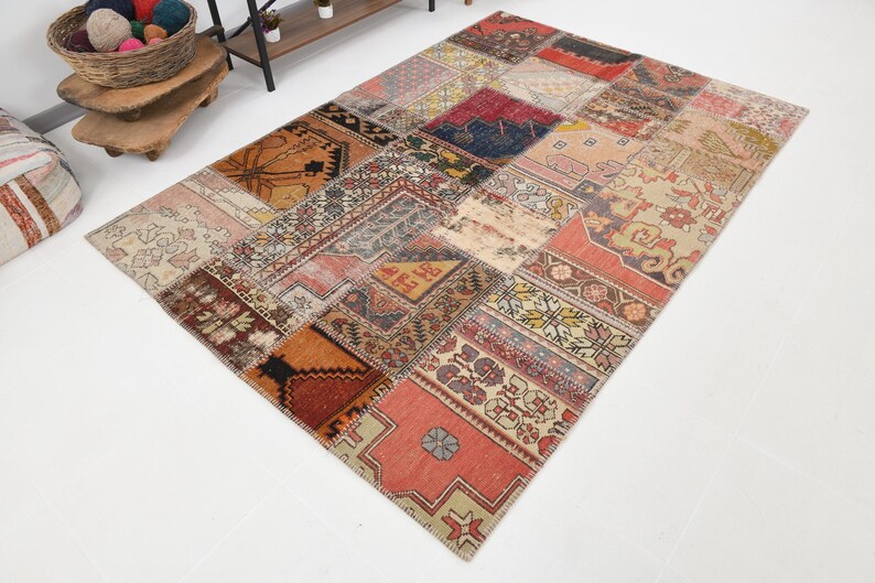 6x8 TURKISH VINTAGE Rug,6x8 Rug,oushak Handmade Wool Rug,6x8,turkish ...