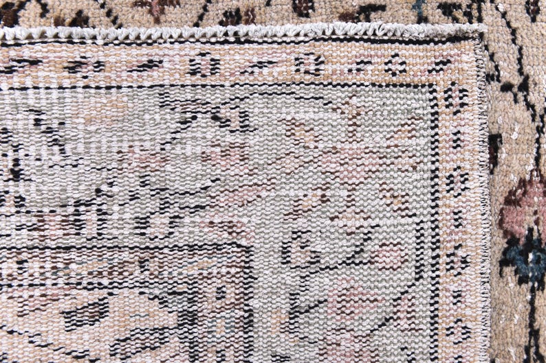 Tapete turcomano tribal oriental feito à mão em lã (6x9), tapete vintage desbotado. imagem 10