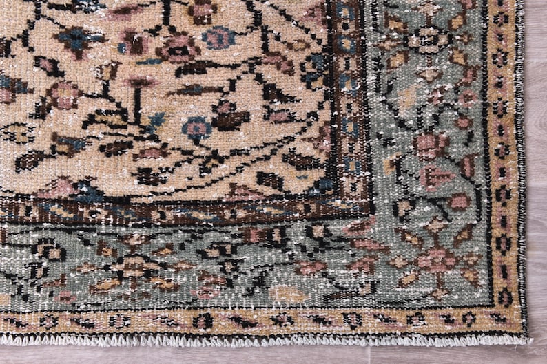 Tapete turcomano tribal oriental feito à mão em lã (6x9), tapete vintage desbotado. imagem 1