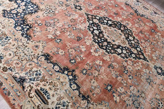 10x14 OVERSIZE VINTAGE RUG,10x14 Rug,10x14 Turkish Rug,10x14 Vintage Rug,Handmade Wool Rug,10x14 Area Rug,Muted Rug,10x14 Oversize Rug