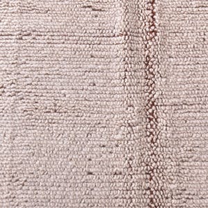 Pu&ograve; includere: Primo piano di un tappeto beige chiaro strutturato. Il tappeto ha un aspetto tessuto con una striscia verticale di beige pi&ugrave; scuro, creando un contrasto sottile. La superficie &egrave; dettagliata con piccoli anelli in rilievo.