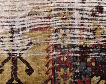 3x4 VINTAGE AREA RUG,3x4 Vintage Rug,Handmade Wool Rug,3x4 Area Rug,3x4 Turkish Rug,Vintage Kilim, 3x4 Handmade Rug, Faded Rug, 241706