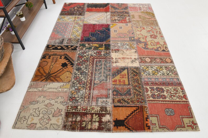 6x8 TURKISH VINTAGE Rug,6x8 Rug,oushak Handmade Wool Rug,6x8,turkish ...