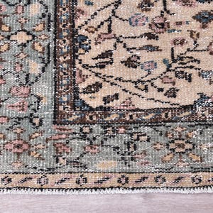 Tapete turcomano tribal oriental feito à mão em lã (6x9), tapete vintage desbotado. imagem 8