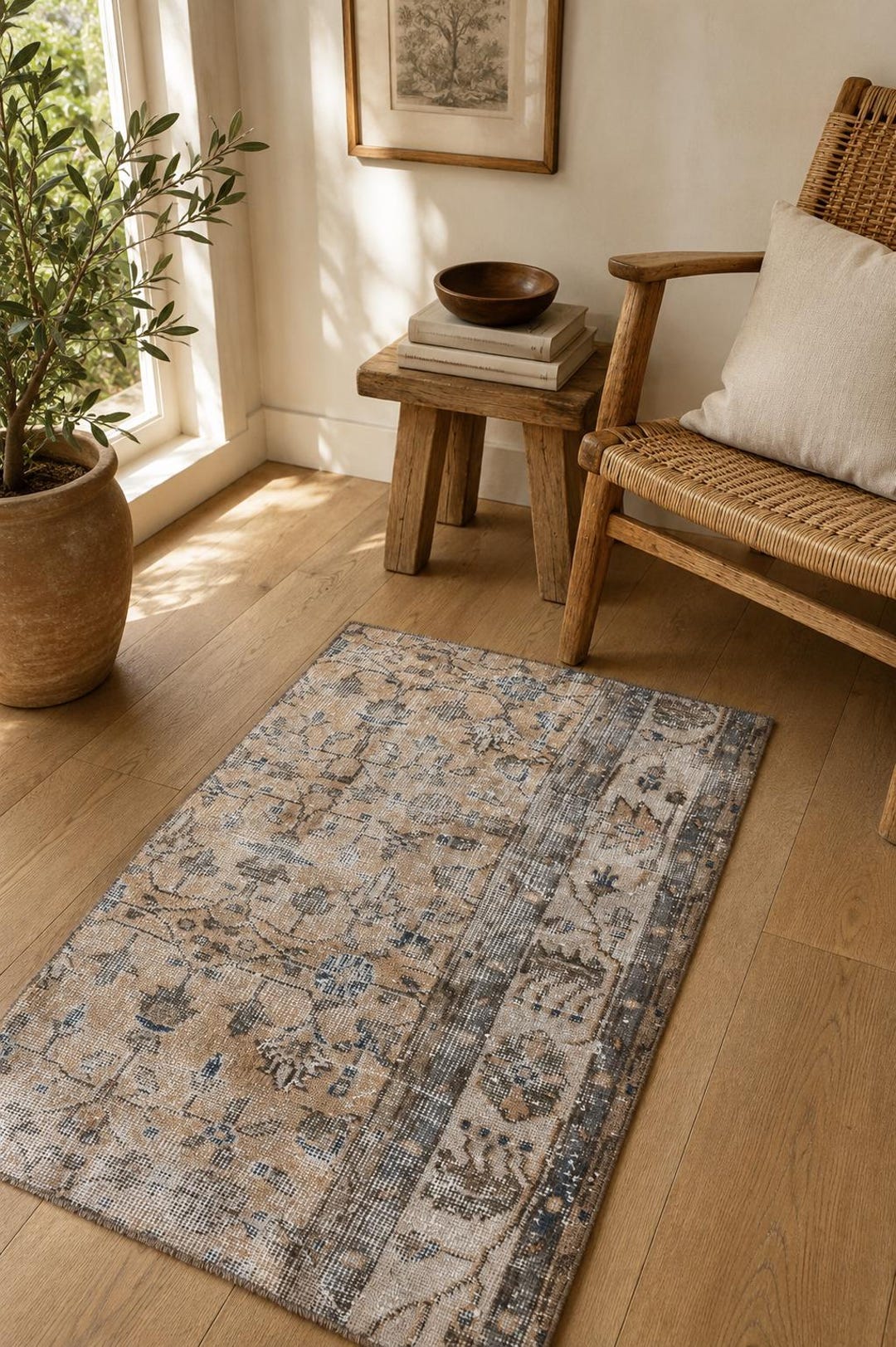 2x4 TURKISH VINTAGE RUG, 2x4 Vintage Rug, 2x4 Rug, 2x4 Muted Rug