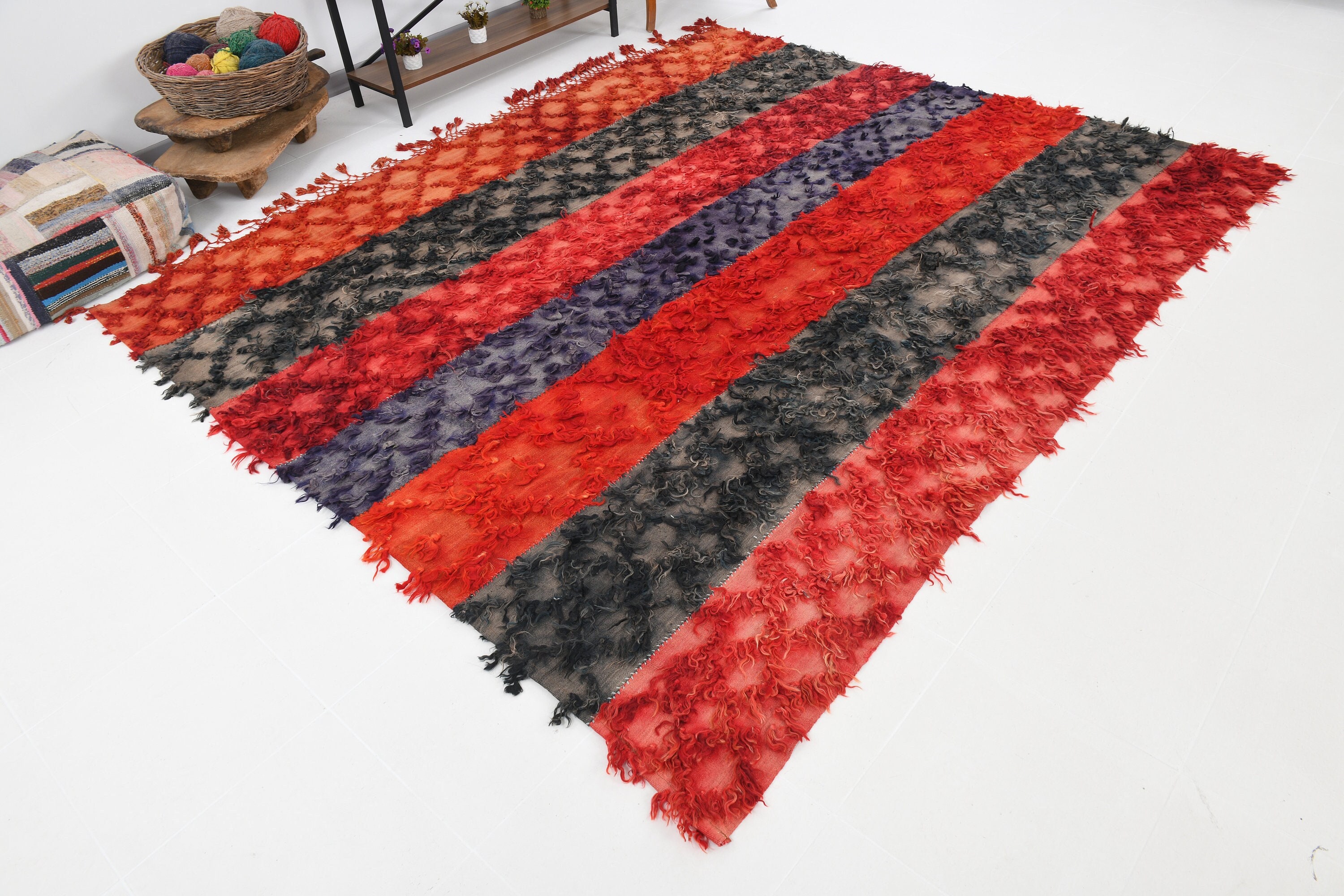 8x9 OVERSIZE TURKISH VINTAGE Rug 8x9 Rug 8x9 Tulu Handmade Wool