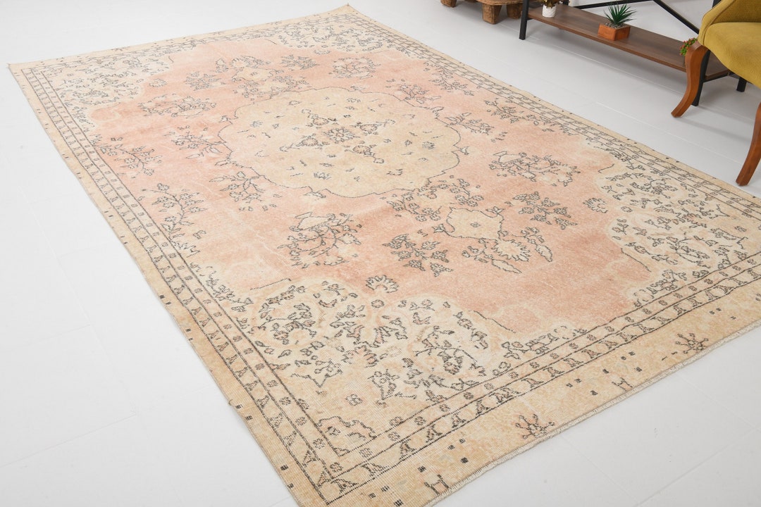7x11 TURKISH VINTAGE RUG 7x11 Rug 7x11 Vintage Rug Oushak Handmade Wool ...