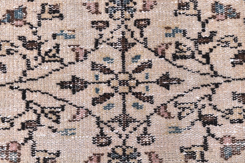 Tapete turcomano tribal oriental feito à mão em lã (6x9), tapete vintage desbotado. imagem 7