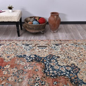 Oversize Vintage Turkish Wool 10x14 Muted Rug, Bedroom rug, Living Room Rug image 9