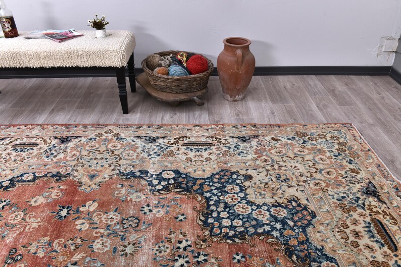 Oversize Vintage Turkish Wool 10x14 Muted Rug, Bedroom rug, Living Room Rug image 9