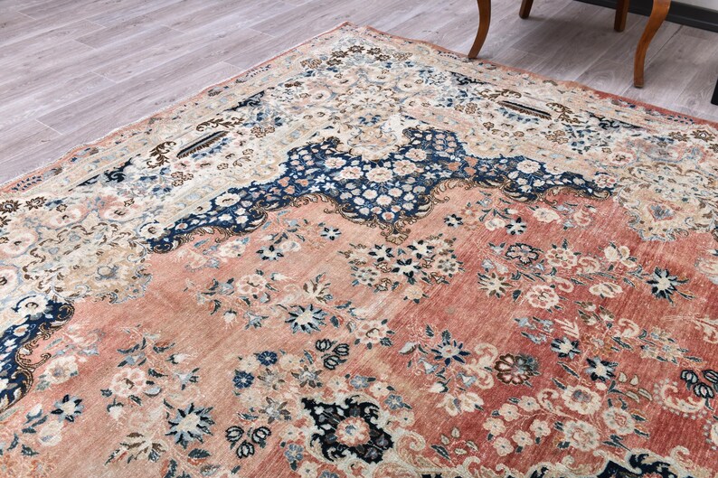 Oversize Vintage Turkish Wool 10x14 Muted Rug, Bedroom rug, Living Room Rug image 8