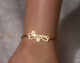 Custom Name Anklet, Summer Anklet, Personalized Name Bracelet or Anklet, Customized Name Bracelet/Anklet, Nameplate Bracelet And Anklet